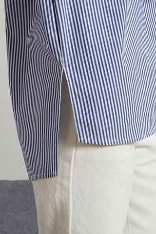 Blue and white striped Long-sleeve shirt