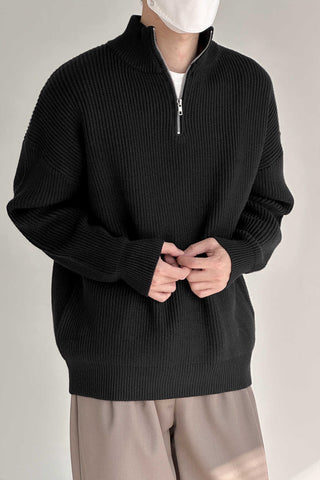 Half-height zipper stand-up collar Woolen sweater