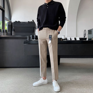 solid color Polo collar sweater