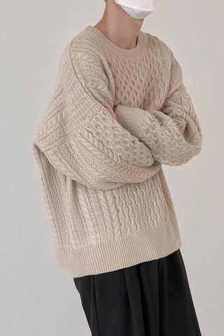 Small short twist round neck sweater