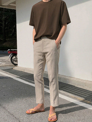 straight linen trousers