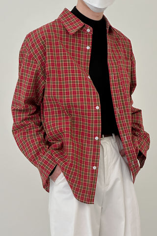 long-sleeved plaid shirt jacket