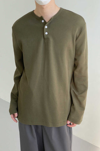 Long-sleeved Button T-shirt