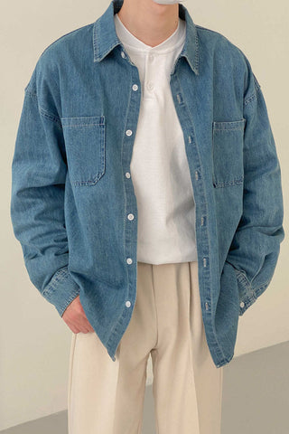 Washed Denim Shirt Jacket