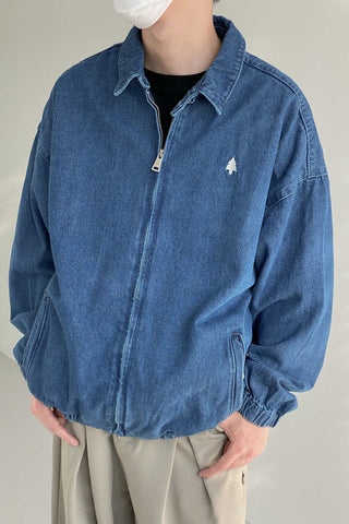 Zipper Lapel Denim Jacket