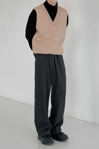 Striped knitted loose fit cotton  trousers