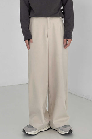 Thickened woolen loose fit wide-leg pants