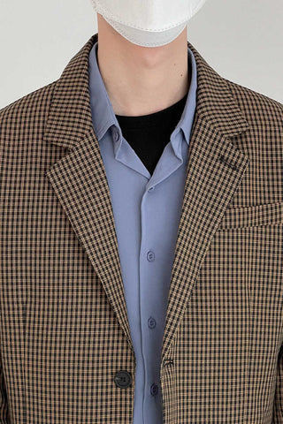 Retro Plaid Loose fit Suit Jacket