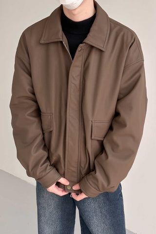 Winter matte plus cotton leather jacket