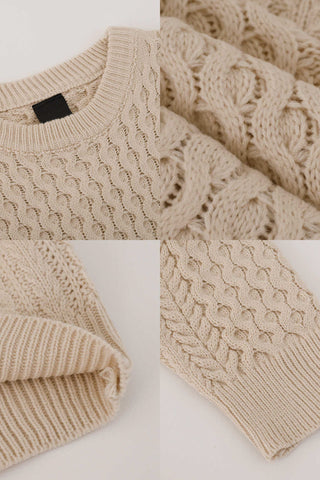 Small short twist round neck sweater