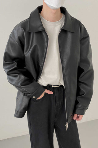 Retro Loose fit Leather Jacket