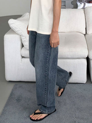 Retro Washed Straight Wide Leg Jeans