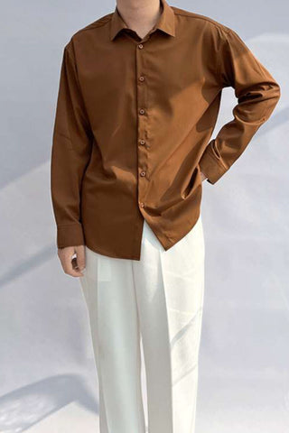 Ice silk long-sleeved korean shirt