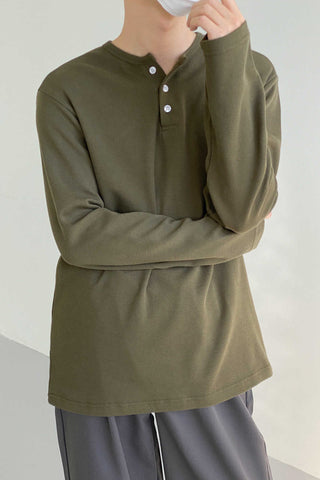 Long-sleeved Button T-shirt