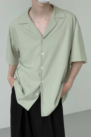 Cuban collar short-sleeved shirt