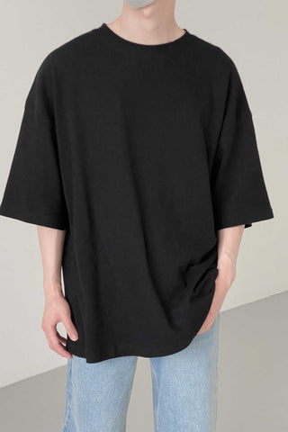 Textured loose fit waffle T-shirt