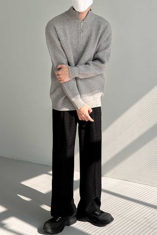 Half-height zipper stand-up collar Woolen sweater