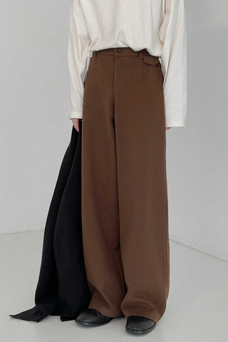 Thickened woolen loose fit wide-leg pants