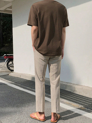 straight linen trousers