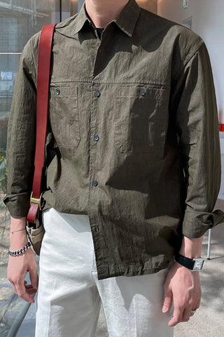 loose linen long-sleeved shirt jackets