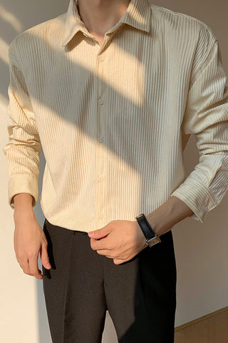 Soft non-tie corduroy loose long-sleeved shirt