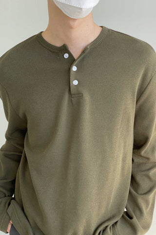 Long-sleeved Button T-shirt