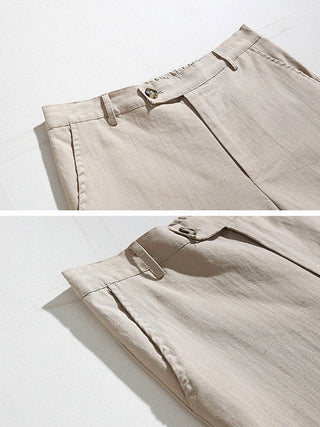 straight linen trousers