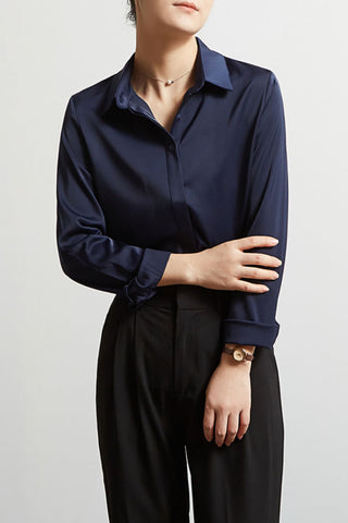 satin iron-free long-sleeved shirt