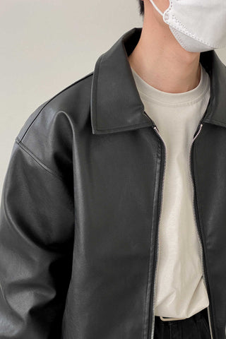 Retro Loose fit Leather Jacket