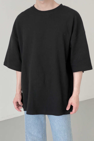 Textured loose fit waffle T-shirt