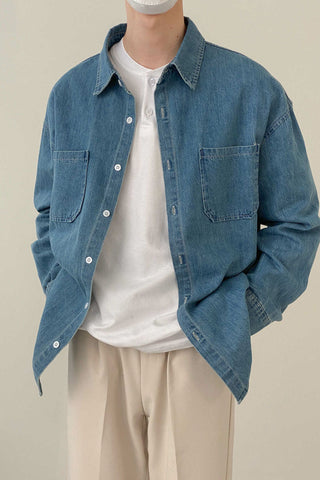 Washed Denim Shirt Jacket