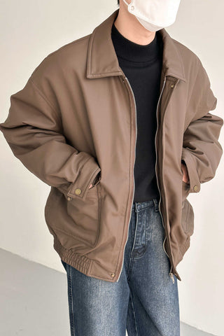 Winter matte plus cotton leather jacket