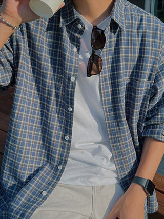 Plaid button up shirt jacket