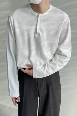 Long-sleeved Button T-shirt