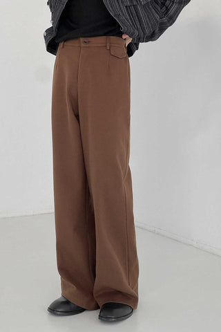 Thickened woolen loose fit wide-leg pants