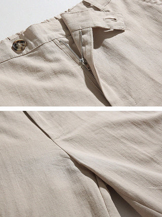 straight linen trousers