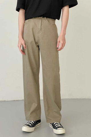 Washed cotton casual pants