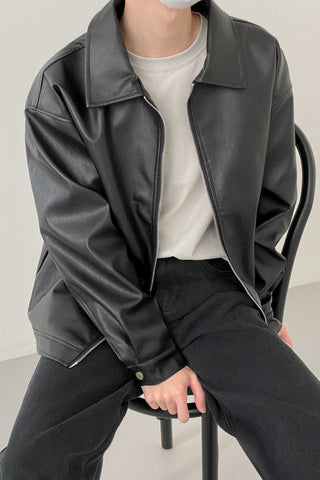 Retro Loose fit Leather Jacket