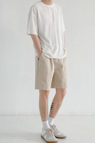 Pleated short-sleeved loose fit T-shirt