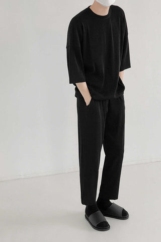 Two piece pleated Pants & T-shirt Suit