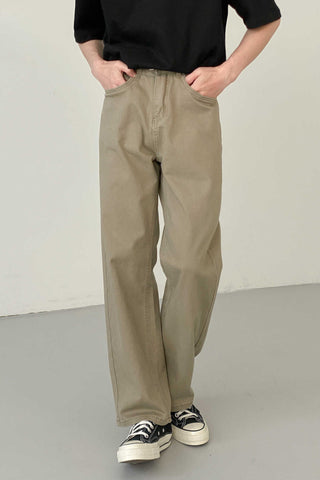 Washed cotton casual pants