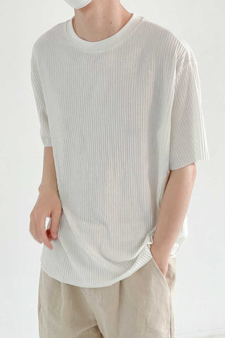 Pleated short-sleeved loose fit T-shirt