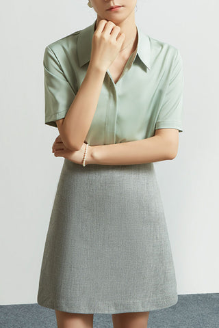 satin short-sleeved iron-free shirt