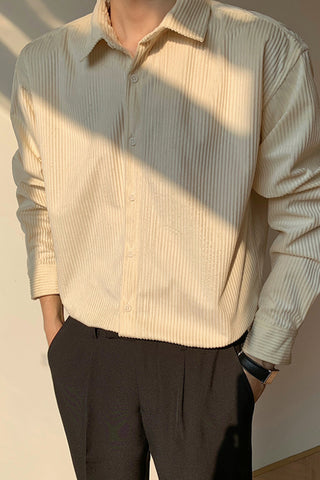 Soft non-tie corduroy loose long-sleeved shirt