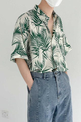 Short-sleeved Loose fit flower shirt