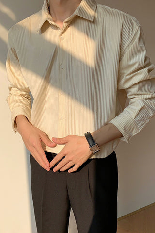 Soft non-tie corduroy loose long-sleeved shirt