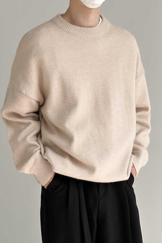 Knitted loose fit pullover sweater