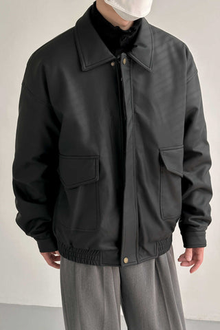 Winter matte plus cotton leather jacket