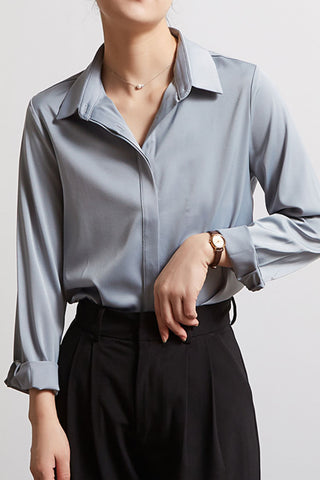 satin iron-free long-sleeved shirt