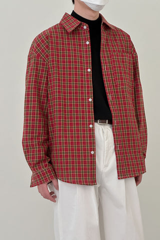 long-sleeved plaid shirt jacket